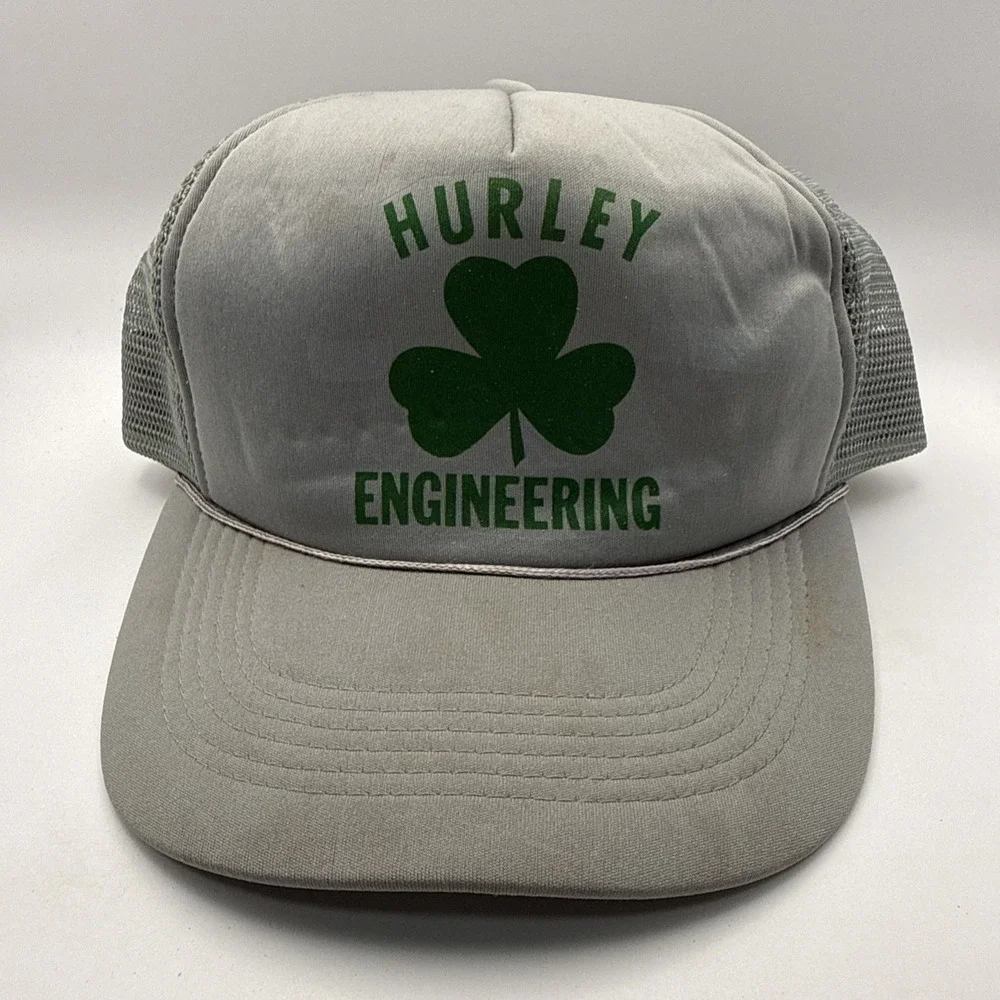 Vintage Hurley Engineering Grey Trucker Hat SnapBack